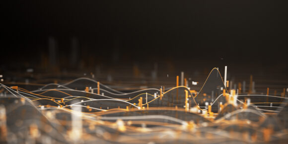 Digital image depicts financial markets movement and experimentation.