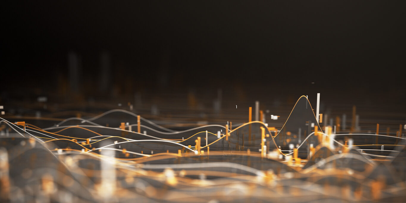 Digital image depicts financial markets movement and experimentation.